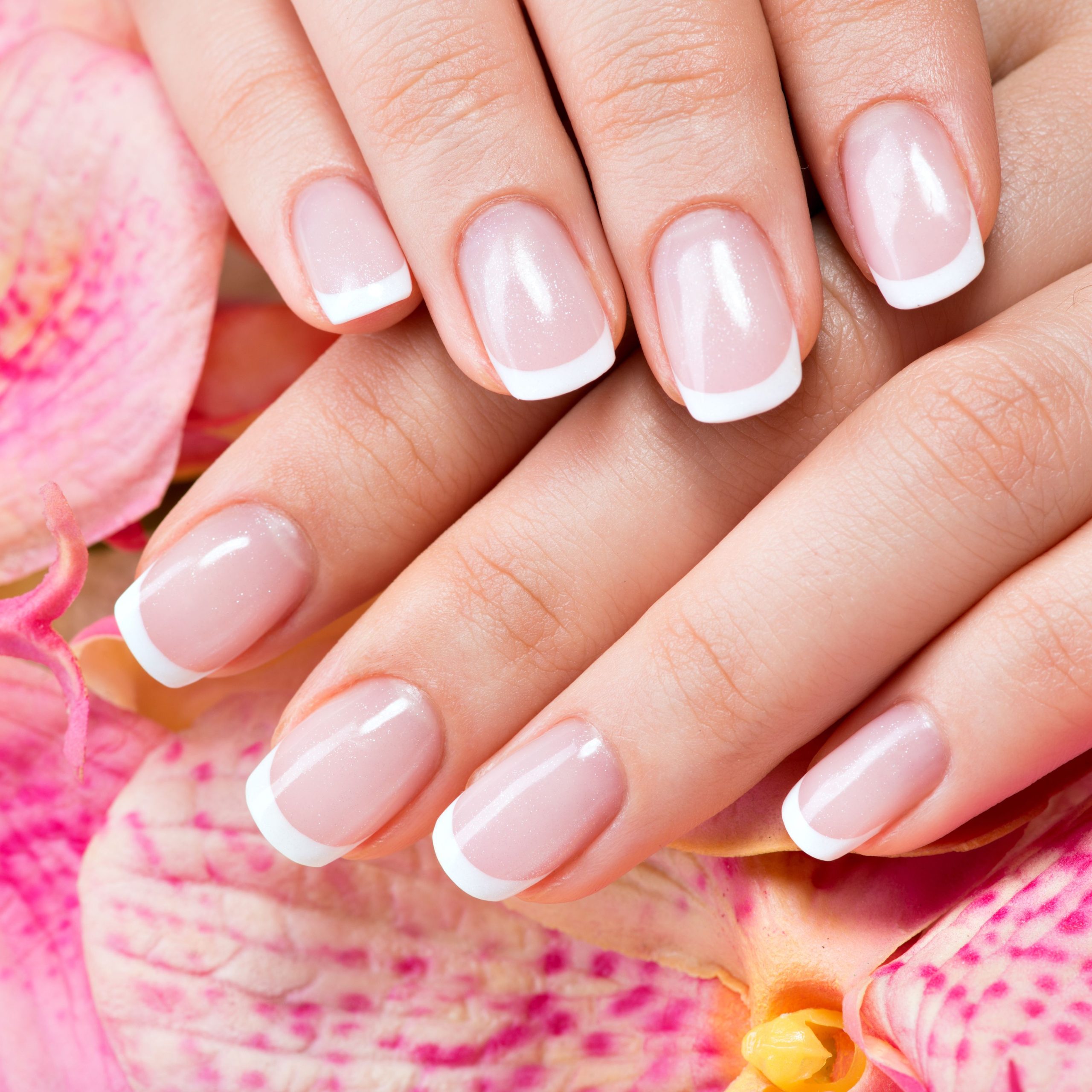 Beautiful finger nails with white tips