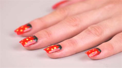 Beautiful hand nails with lady bug design