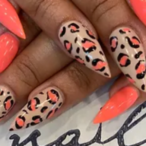 Acrylics with gel leopard