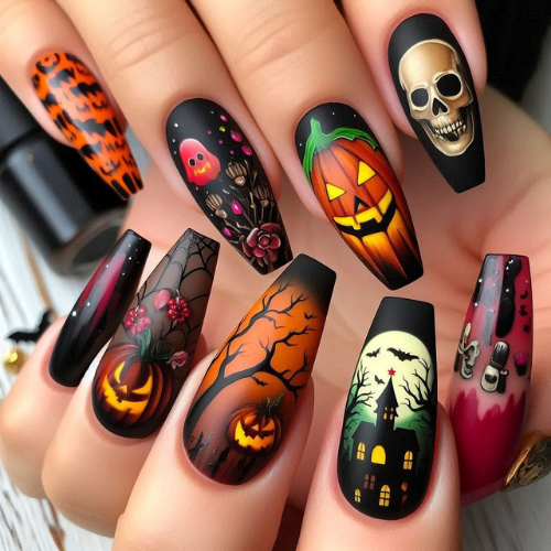 Halloween design nails at tips