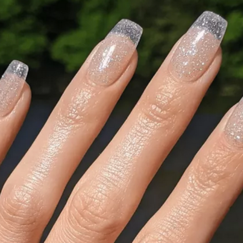 Beautiful finger nails clear tips